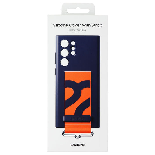 Samsung Silicone Cover with Strap for Samsung Galaxy S22 Ultra - Navy Cell Phone - Cases, Covers & Skins Samsung    - Simple Cell Bulk Wholesale Pricing - USA Seller