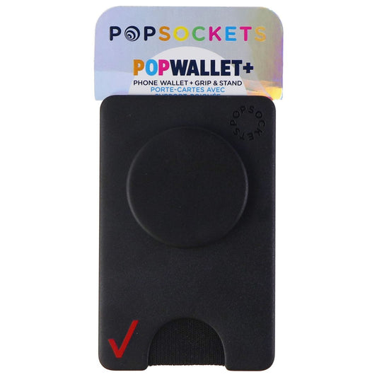 PopSockets PopWallet+ with Integrated Swappable PopTop - Black / Verizon Logo Cell Phone - Mounts & Holders PopSockets    - Simple Cell Bulk Wholesale Pricing - USA Seller