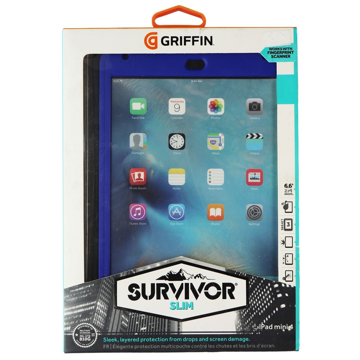Griffin iPad Mini 4 Case with Built-in Stand, Black and Blue Survivor Slim Cell Phone - Cases, Covers & Skins Griffin    - Simple Cell Bulk Wholesale Pricing - USA Seller