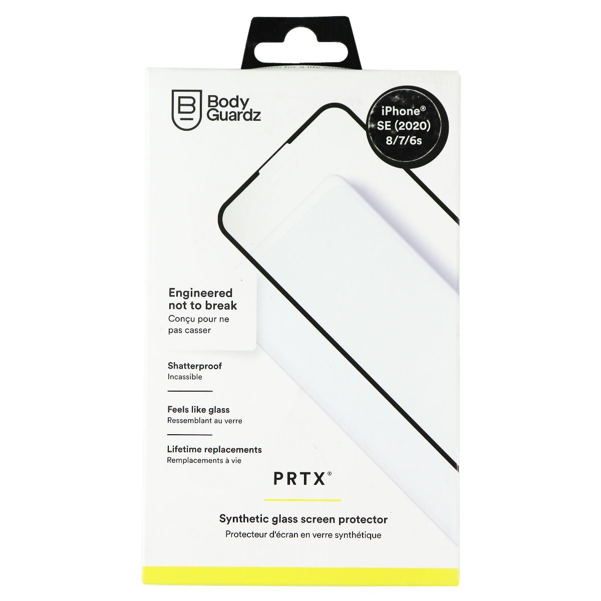 Bodyguardz PRTX Synthetic Glass Screen Protector for iPhone SE (2nd Gen) / 8 / 7 Cell Phone - Screen Protectors BODYGUARDZ    - Simple Cell Bulk Wholesale Pricing - USA Seller