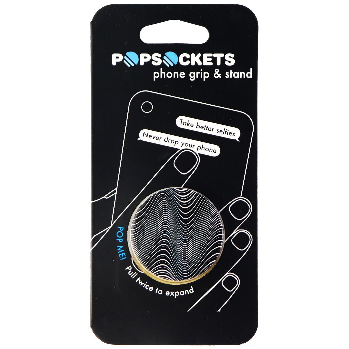 PopSockets: Collapsible Grip & Stand for Phones and Tablets - Black/White Wave Cell Phone - Mounts & Holders PopSockets    - Simple Cell Bulk Wholesale Pricing - USA Seller