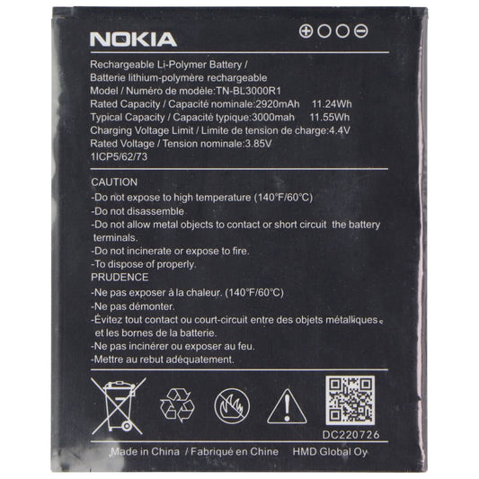 Nokia OEM Replacement TN-BL3000R1 Battery (3000mAh/11.55Wh/3.85V) for Nokia 3.1 Computer Parts - Power Supplies Nokia    - Simple Cell Bulk Wholesale Pricing - USA Seller