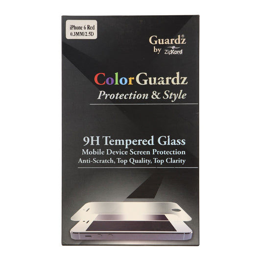 ZipKord ColorGuardz 9H Tempered Glass for iPhone 6s 6 - Metallic Red Border Cell Phone - Screen Protectors ZipKord    - Simple Cell Bulk Wholesale Pricing - USA Seller