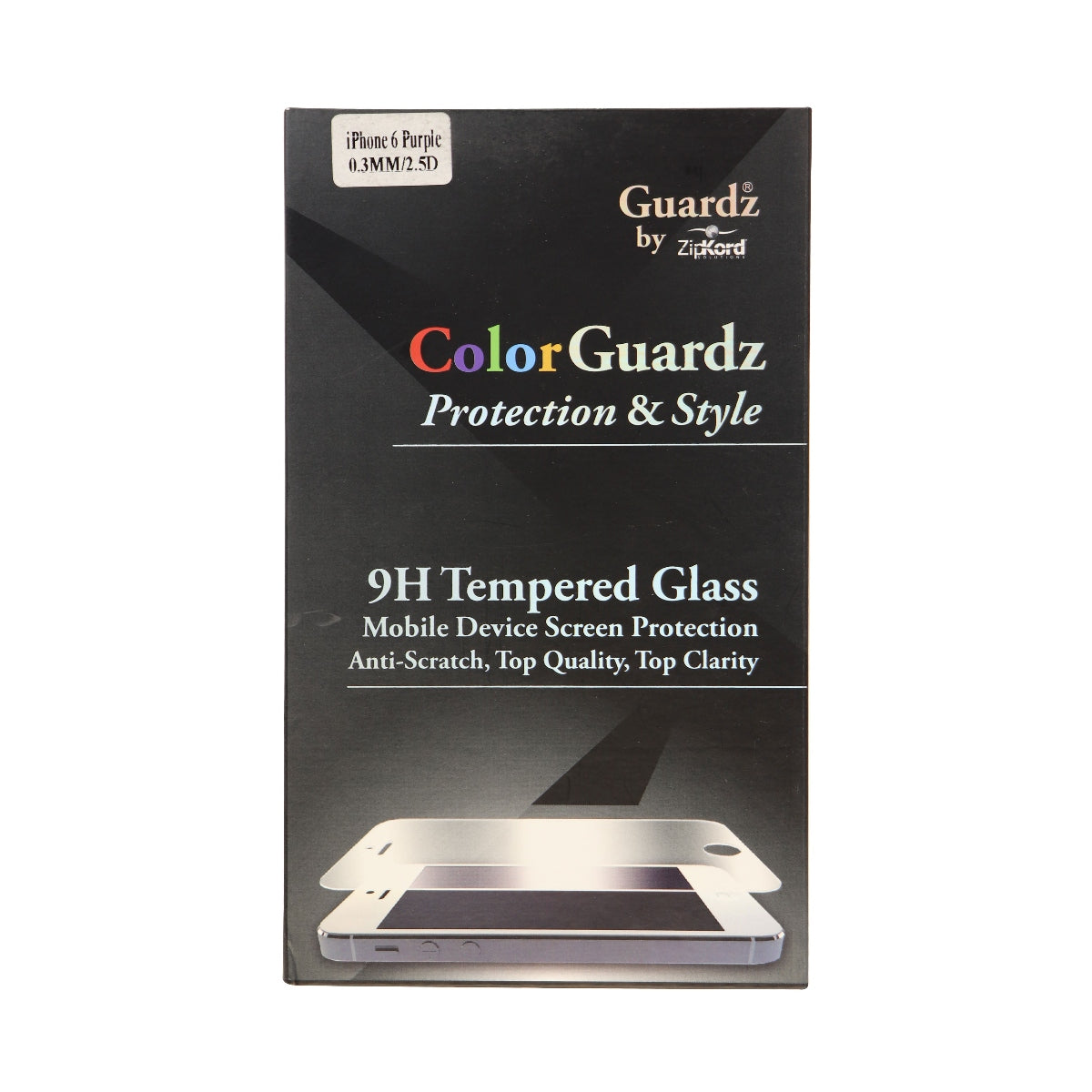 ZipKord ColorGuardz 9H Tempered Glass for iPhone 6s 6 - Metallic Purple Border Cell Phone - Screen Protectors ZipKord    - Simple Cell Bulk Wholesale Pricing - USA Seller